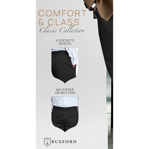 The Ruxford‎ Classic Collection Mens Black Elastic Waist Trousers Size XL senior - Picture 9 of 11